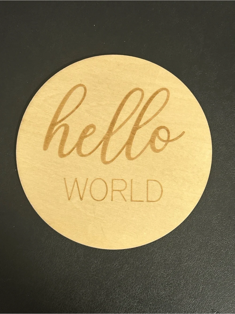Wooden 'Hello WORLD' New Baby Sign